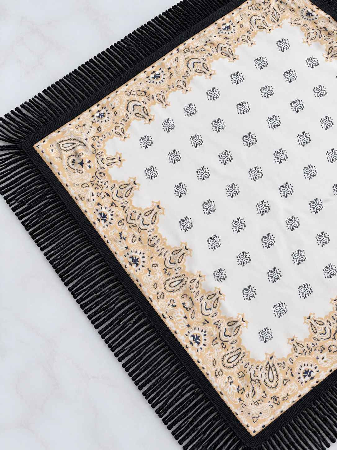 Fringed Printed Silk Twill Scarf