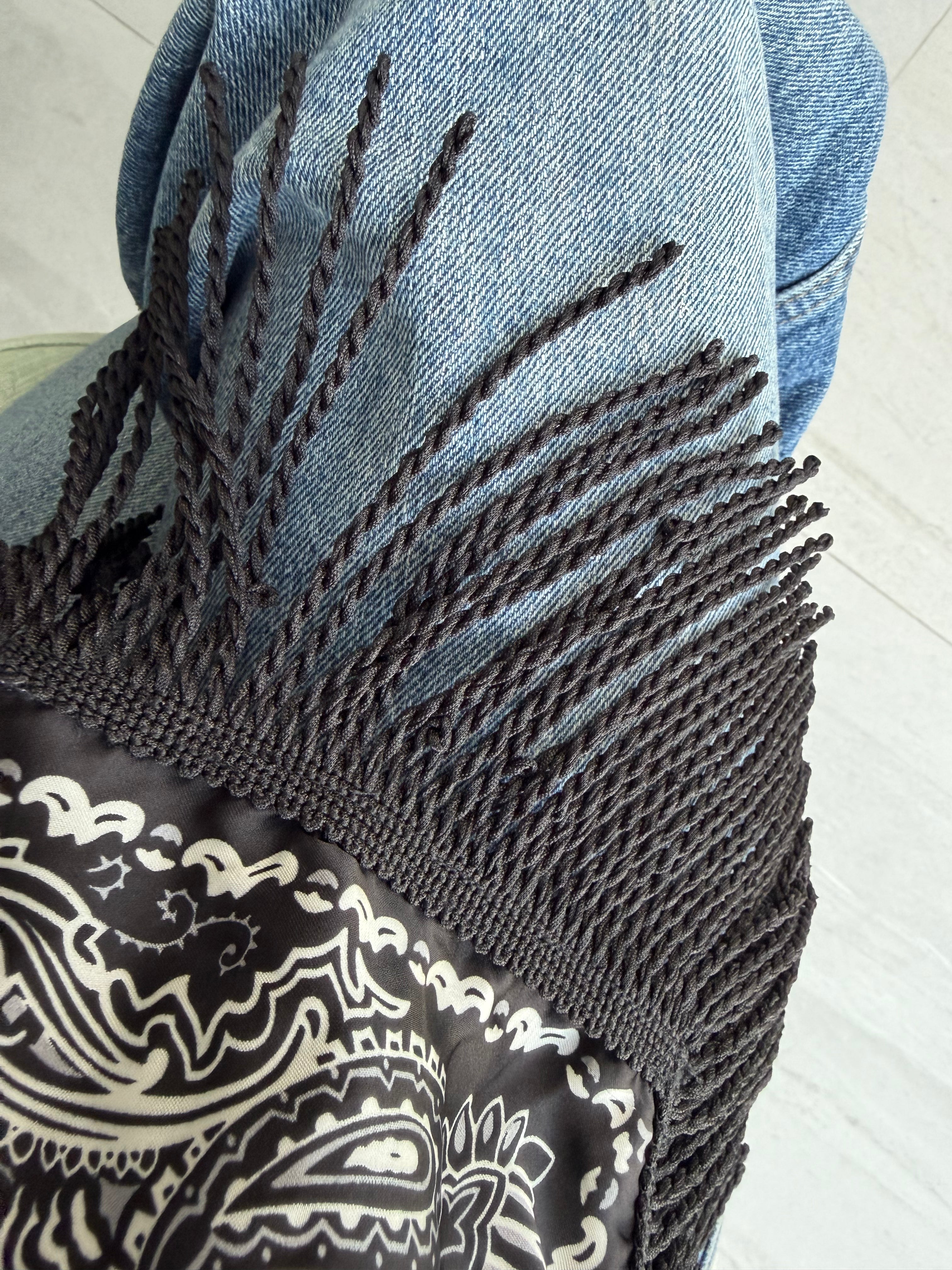 Fringed Printed Silk Twill Scarf