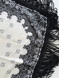 Fringed Printed Silk Twill Scarf