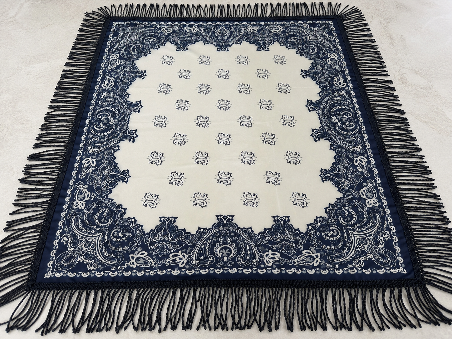 Fringed Printed Silk Twill Scarf